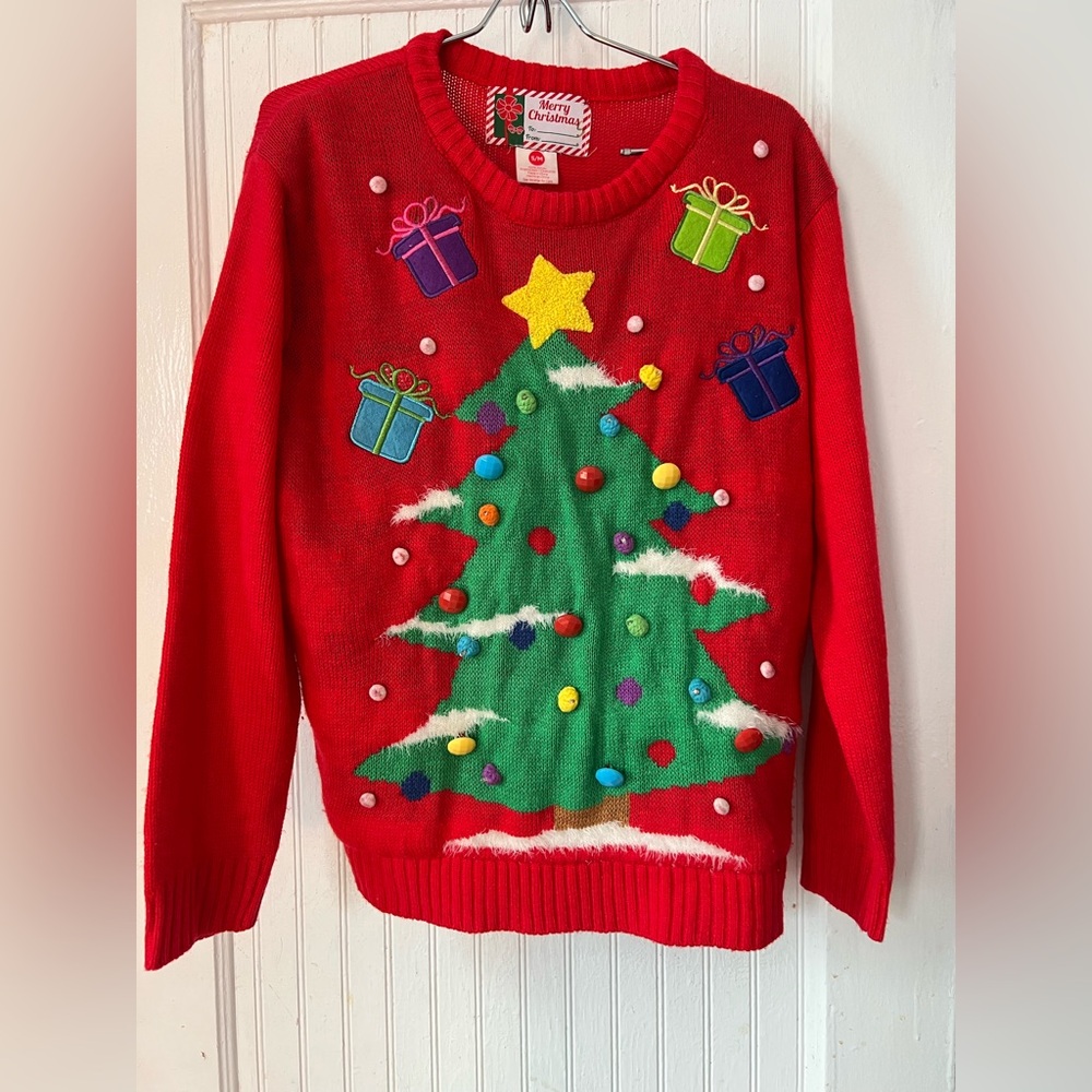 Christmas Festive Red Christmas Tree Sweater